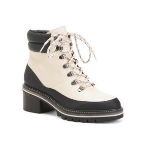 BERNARDO Eggshell Made In Brazil Leather Lace Up Booties